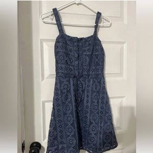 Aeropostale Solid Square Neck Lace Corset Fit & Flare Mini‎ Dress Size Medium